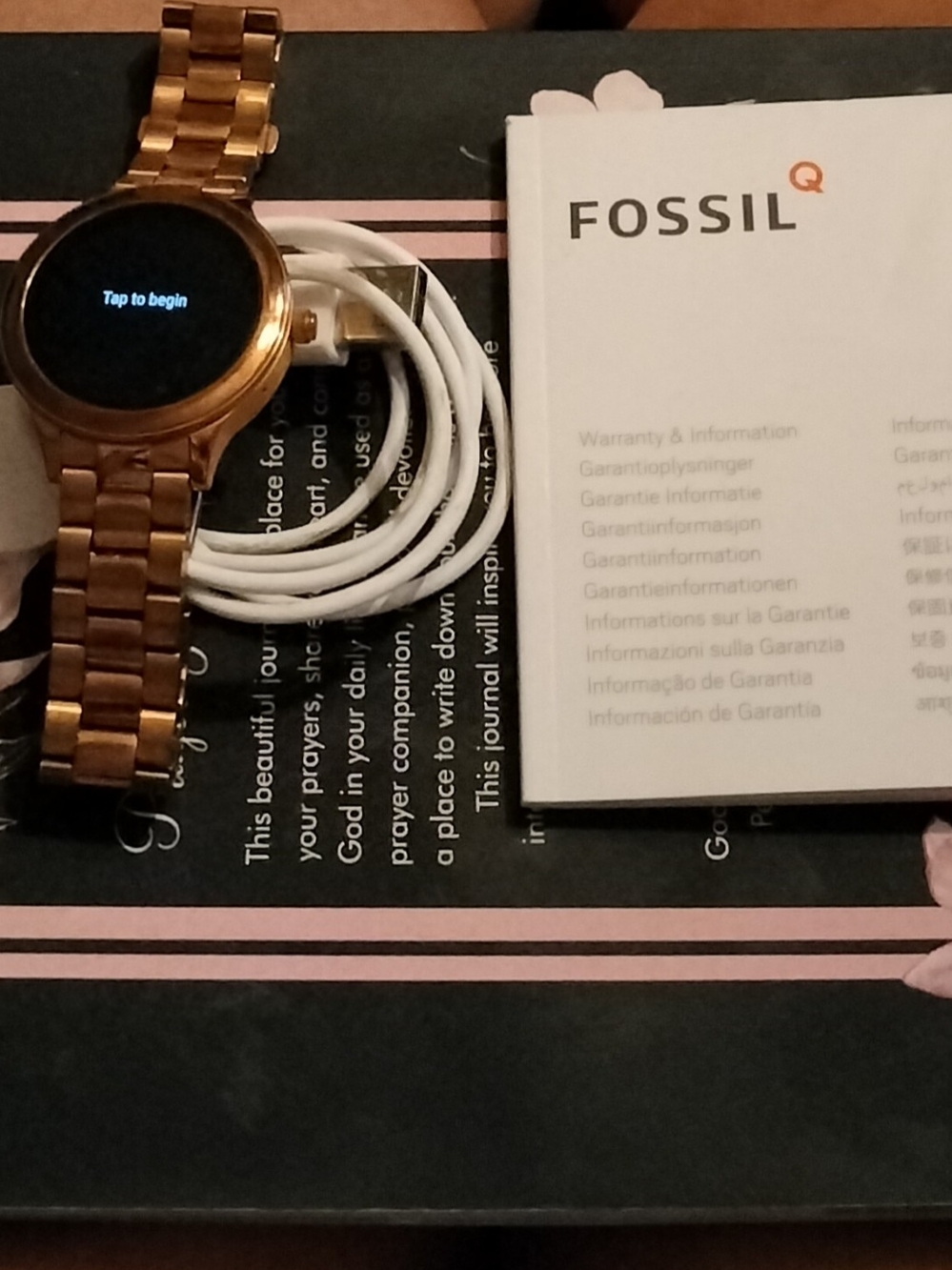 Fossil Rose Gold Metal-Link Smartwatch with Round Touchscreen